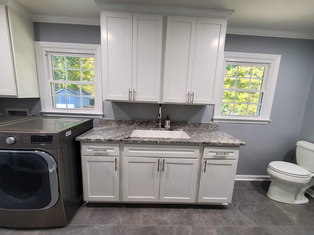 Combined bathroom and laundry area