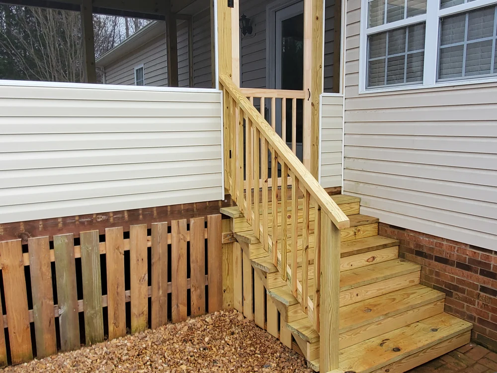 New porch stairs and railings