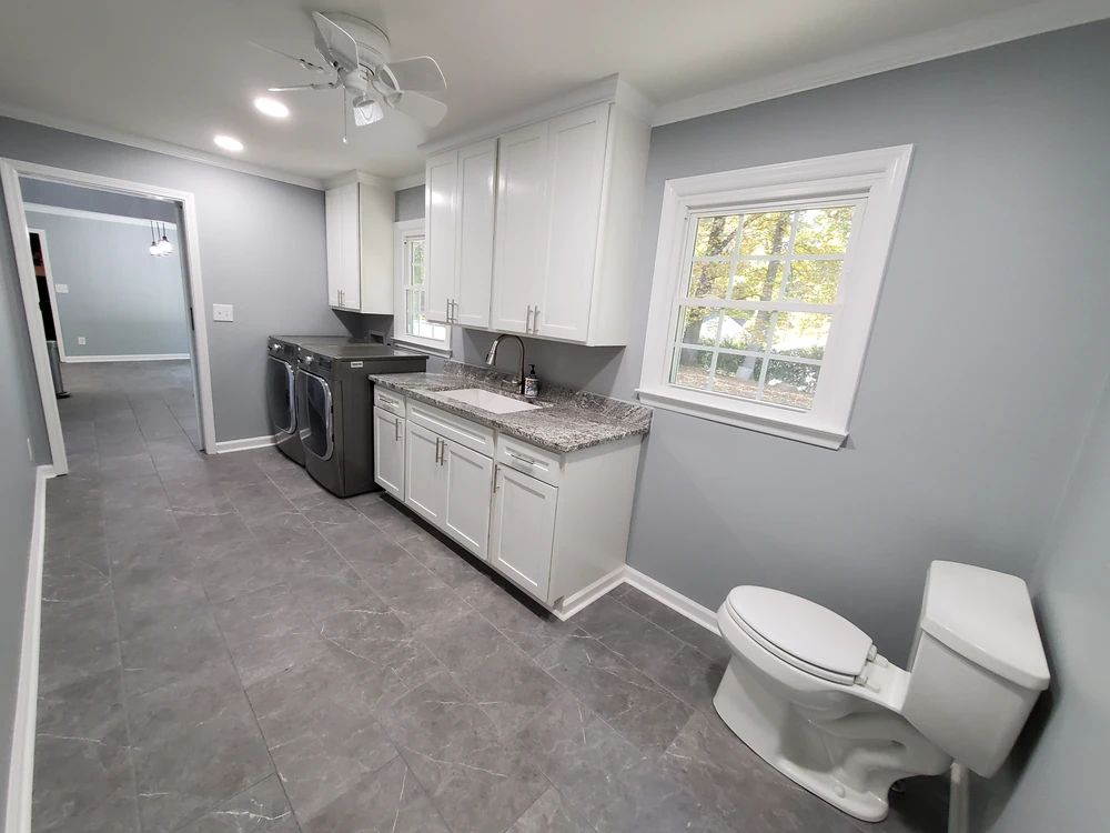 Added utility and bathroom space